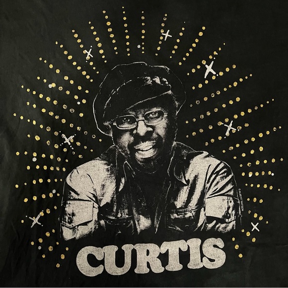 NWT Daydreamer Curtis Mayfield “Move On Up” Glitter Merch Tee Oversized XS - Picture 6 of 9